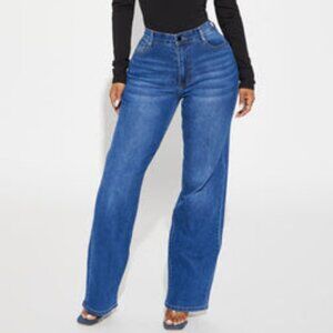 Fashion Nova Simply Basic Stretch Straight Medium Wash Jeans sz 22 NWT